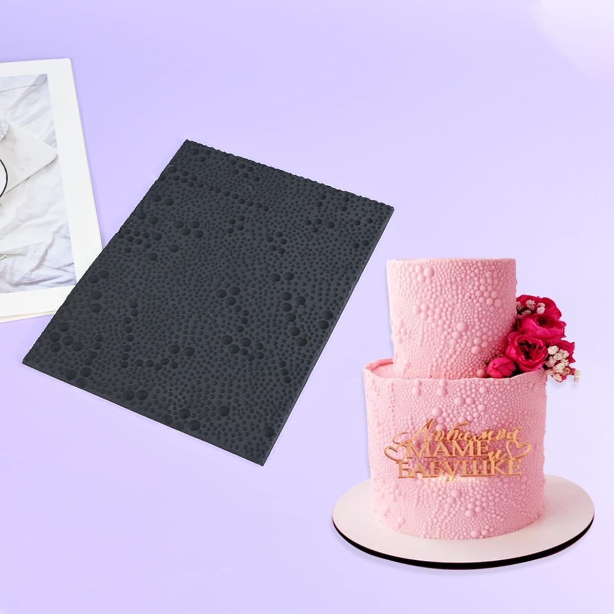 mostsom Silicone Fondant Lace Mold Cake Decorating Stencil with Pearl Pattern - Flexible Baking Mat for Cookies, Cupcakes, Chocolate - Reusable Pastry & Candy Making Tool (D_ Pearl)