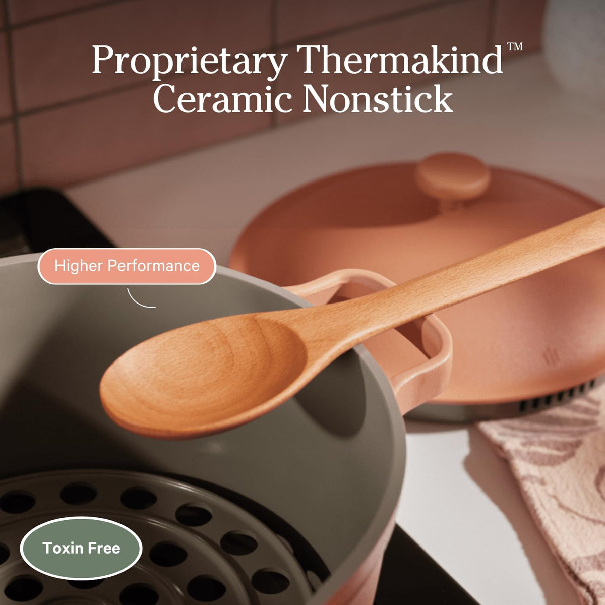Our Place Perfect Pot - 5.5 Qt. Nonstick Ceramic Sauce Pan with Lid | Versatile Cookware for Stovetop and Oven | Steam, Bake, Braise, Roast | PTFE and PFOA-Free | Toxin-Free, Easy to Clean | Char