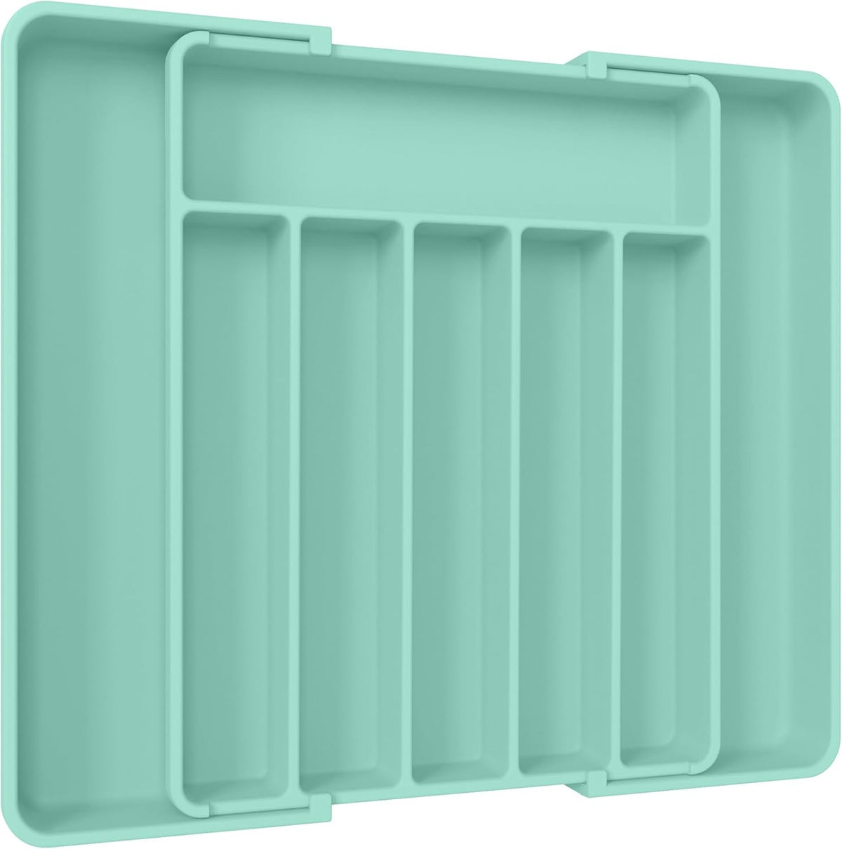 Aujen Silverware Organizer - Expandable Kitchen Drawer Organizer, Adjustable Utensil Organizer, Cutlery Tray for Forks, Knives, Multipurpose Kitchen Organizers and Storage Solution, Green, Large