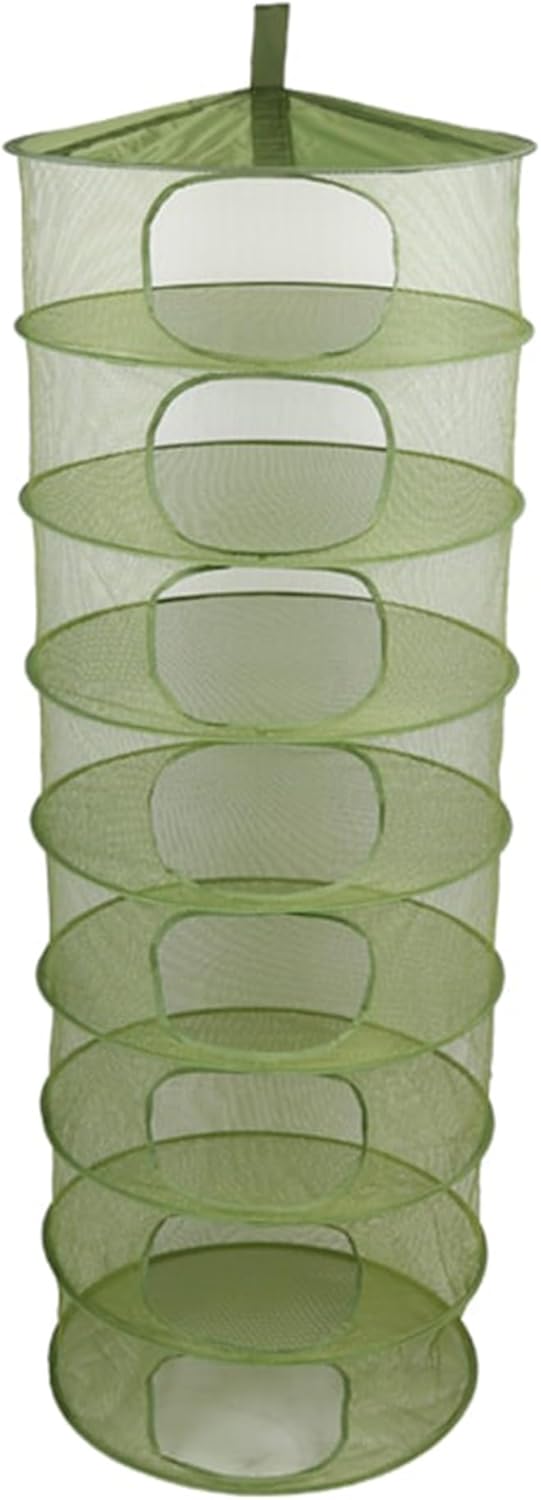 Grow1 2ft Drying Rack 1-Piece Collapsible Mesh Herb and Flower Hanging Dryer with Carrying Case for Even Airflow and Secure Harvest Storage