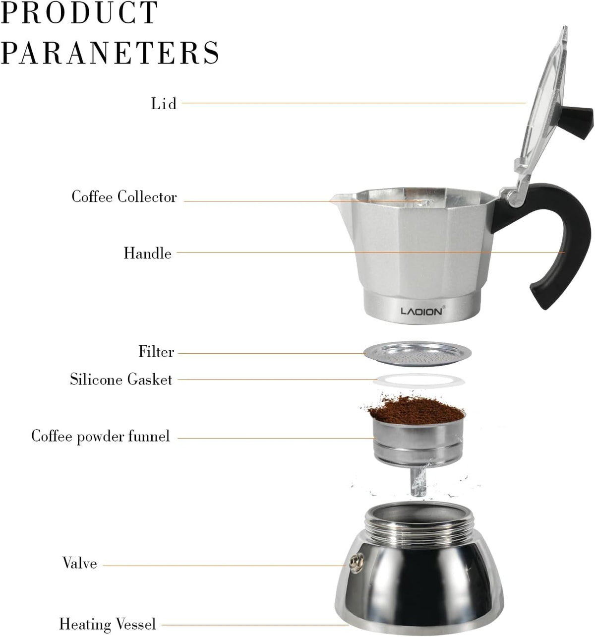 Stovetop Espresso Maker, 3Cup Moka Pot, Espresso Machine Compatible with Induction Cooktops, 150ml Stainless Steel & Aluminum Cuban Coffee Maker for Cafetera Cubana, Silver