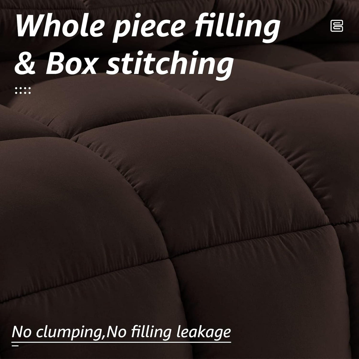 HYLEORY All Season Queen Size Bed Comforter - Cooling Goose Down Alternative Quilted Duvet Insert with Corner Tabs - Winter Warm - Machine Washable - Brown