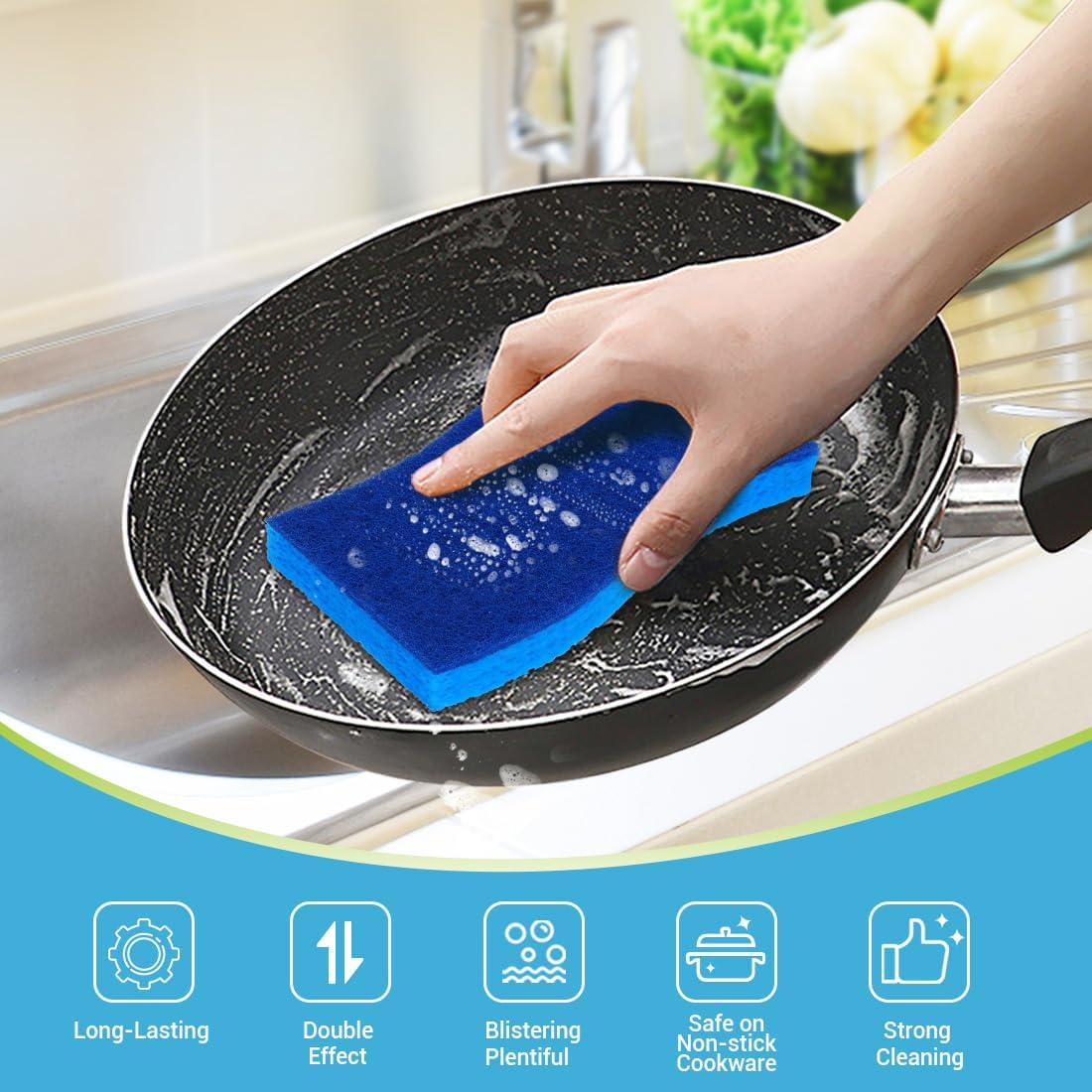 AIDEA XL Scrub Sponges Non-Scratch 24Count, Extra Large Sponges Kitchen, Sponge for Dishes, Cleans Fast Without Scratching Safe for Non-Stick Cookware, Cleaning Power for Kitchen, House