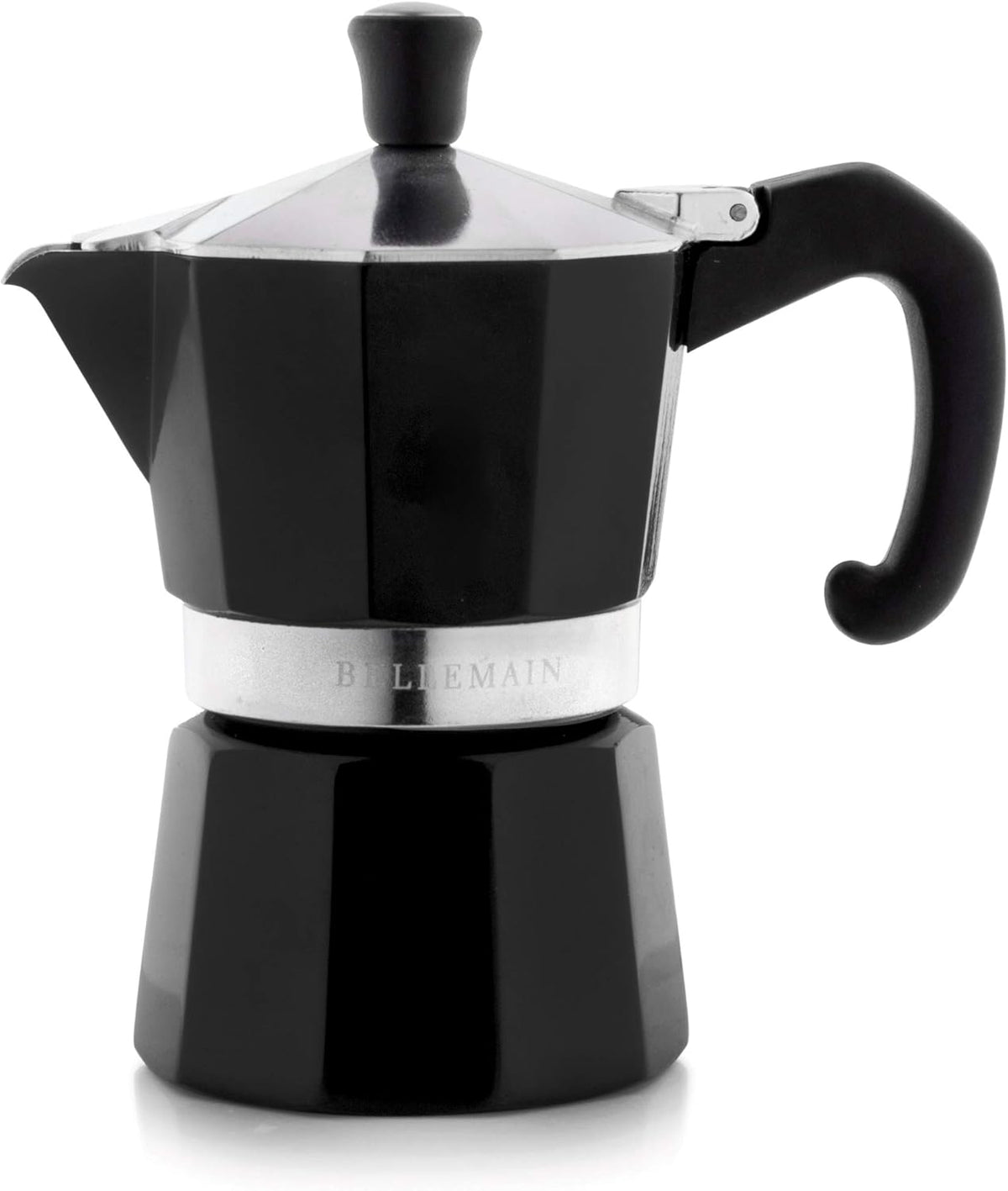 Bellemain Stovetop Espresso Maker | Italian Moka Pot Espresso Maker, Classic Aluminum Design Mocha Pot for Home Brewing & Camping | Easy to Use & Clean - 3-Cup, Black
