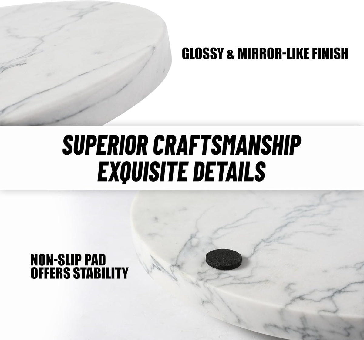 Koville Brazilian Natural Marble Cutting Board for Kitchen, 11inch Round Hand Crafted Marble Slab for Cheese, Charcuterie, Pastry Board - Wedding Gift, House Warming Gift(Maldivi)