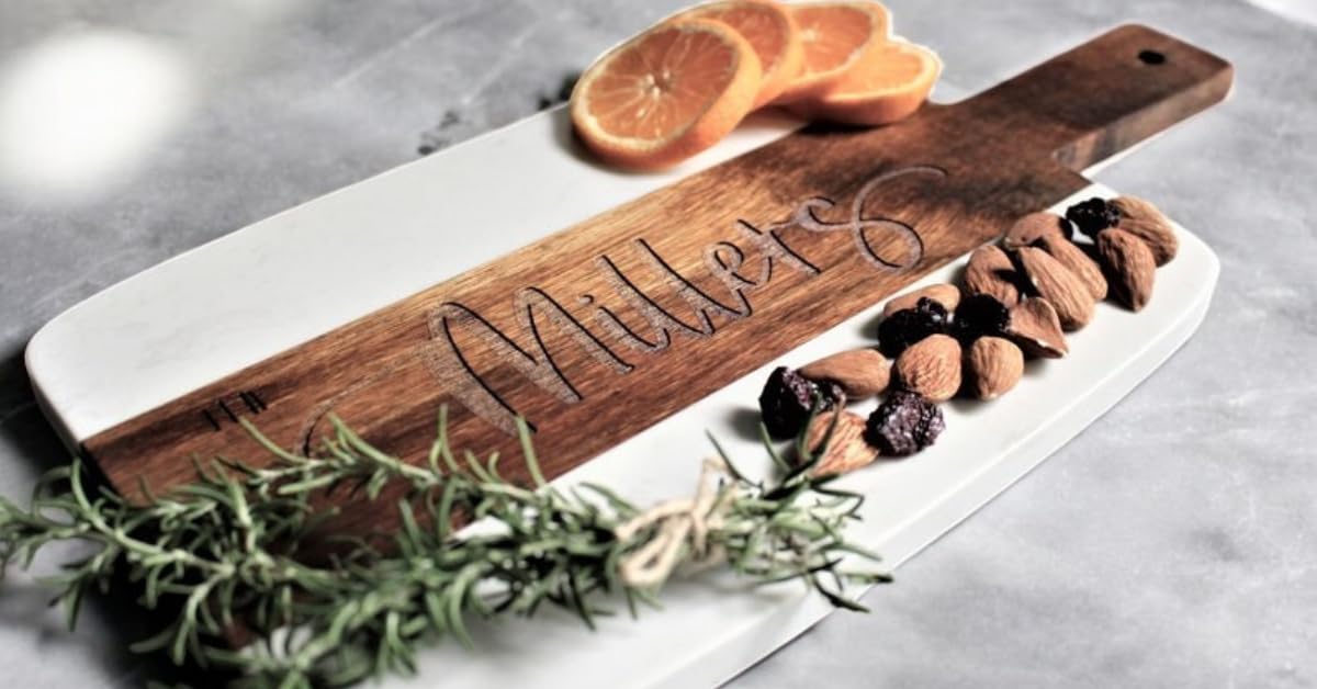 Personalized Marble and Wood Cutting Board Custom Cutting Board Charcuterie Board Christmas Anniversary Wedding Gift Bridal Shower Gift Engagement Gift Housewarming Gift