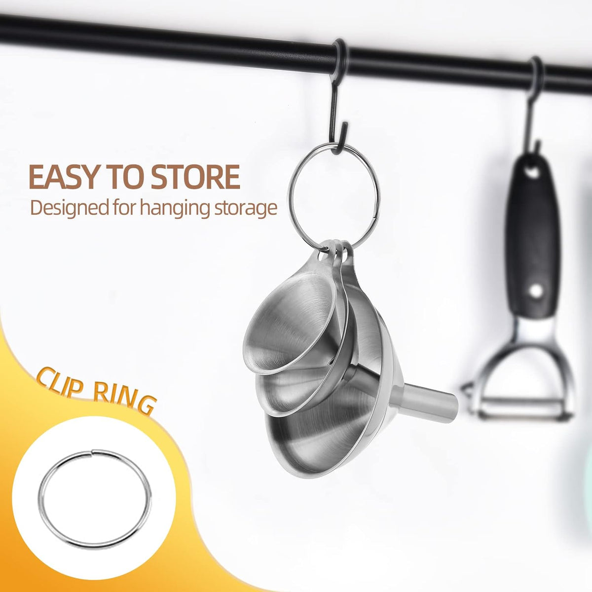 Funnels for Kitchen Use Filling Bottles, Kitchen Funnel Set of 3, Small Funnels for Filling Small Bottles Transferring Essential Oil, Liquid, Spice, Dry Ingredients & Powder, Dishwasher Safe