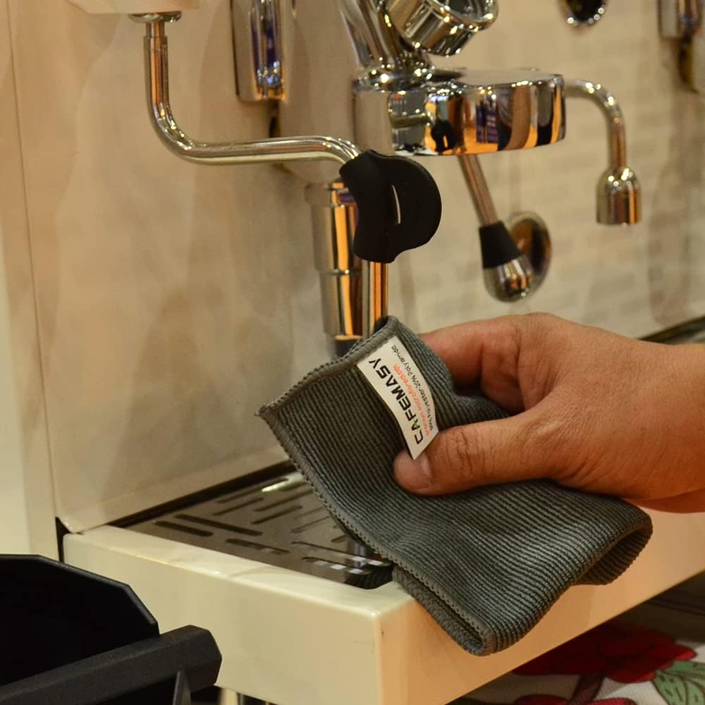 CAFEMASY Barista Cleaning Towel with Hook Set Pack of 3pcs Soft Barista Mirco Fiber Cloth for Cleaning Espresso Coffee Machine Steam Wand and Coffee Bar Counter
