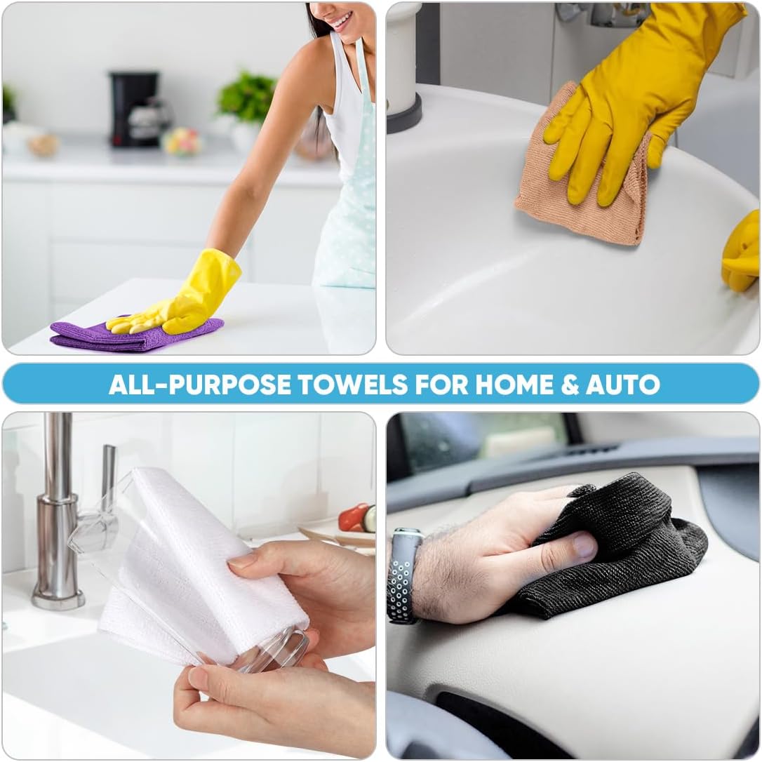 AIDEA Microfiber Cleaning Cloth Roll, 50PK, Reusable Paper Towels Tear Away Cloth, Microfiber Towels for Cars, Lint Free Cleaning Rags for House, Kitchen, Window, 11.5"×11.5", Purple