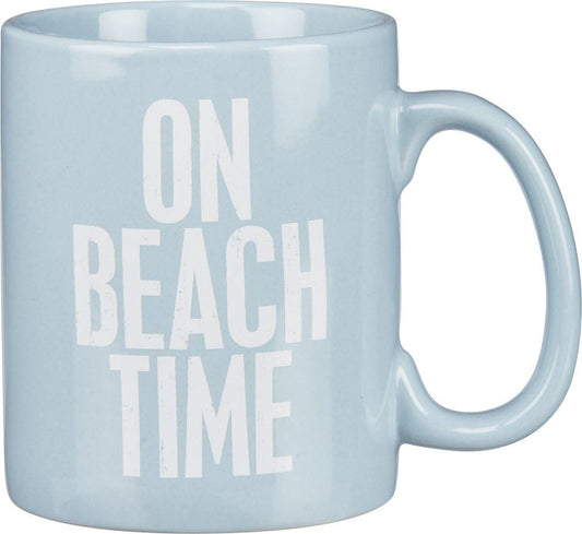 Primitives By Kathy NCUDCK3 21644 Blue Stoneware Coffee Mug, 20 oz., On Beach Time