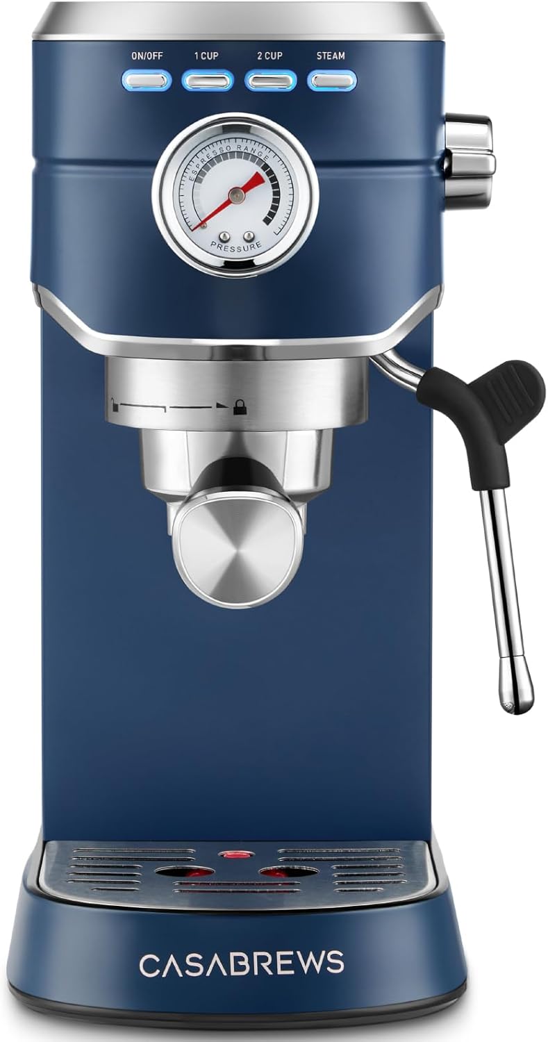 CASABREWS Espresso Machine 20 Bar, Professional Espresso Maker with Milk Frother Steam Wand, Espresso Coffee Machine with 34oz Removable Water Tank, Sapphire Blue