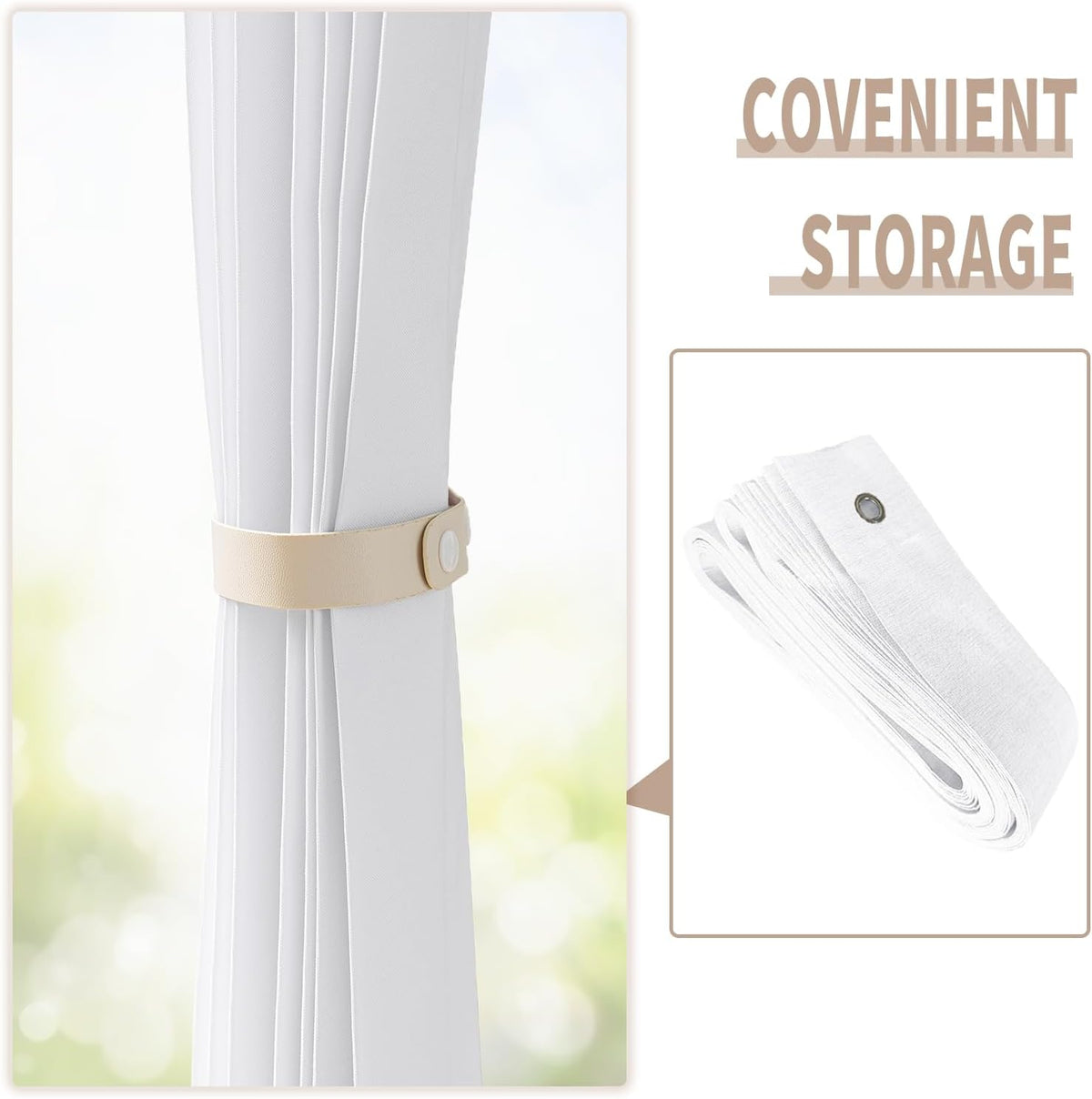 Vatge Pleated Folding Curtains for Doorway - Laundry Room Curtains for Doorway, Bedroom, and Closet Without Door, Room Divider Curtain for Closet Door, 1 Panel with Tieback, W52 x L78, White