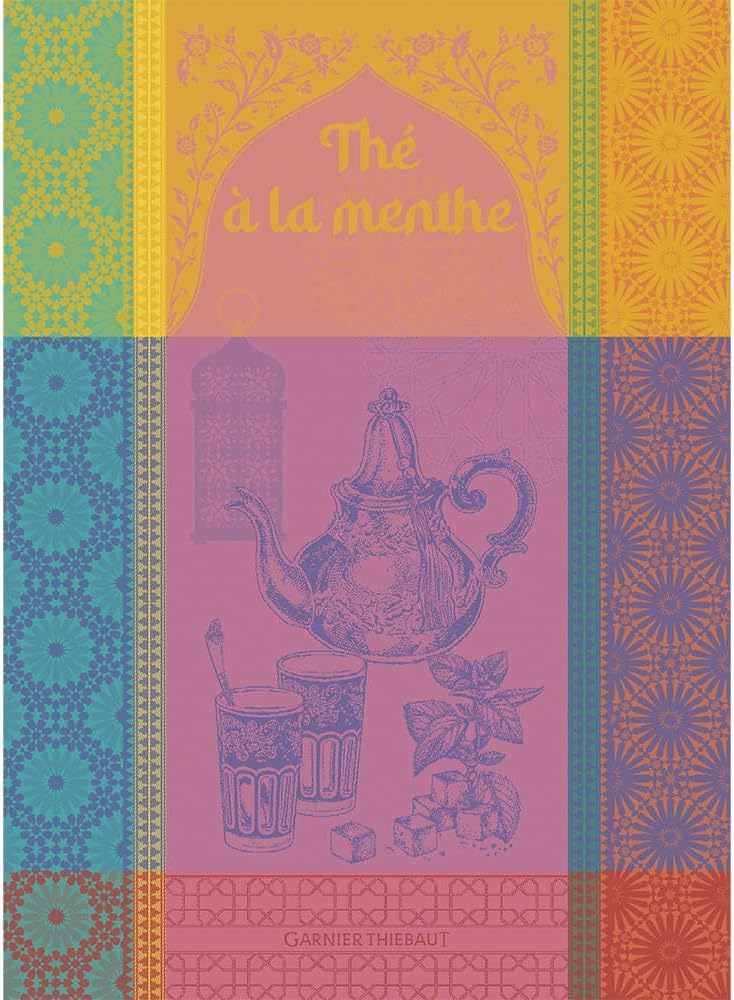 Garnier Thiebaut The Menthe Rose (Pink Mint Tea) French Kitchen Towel 22"x30", Cotton, Jacquard