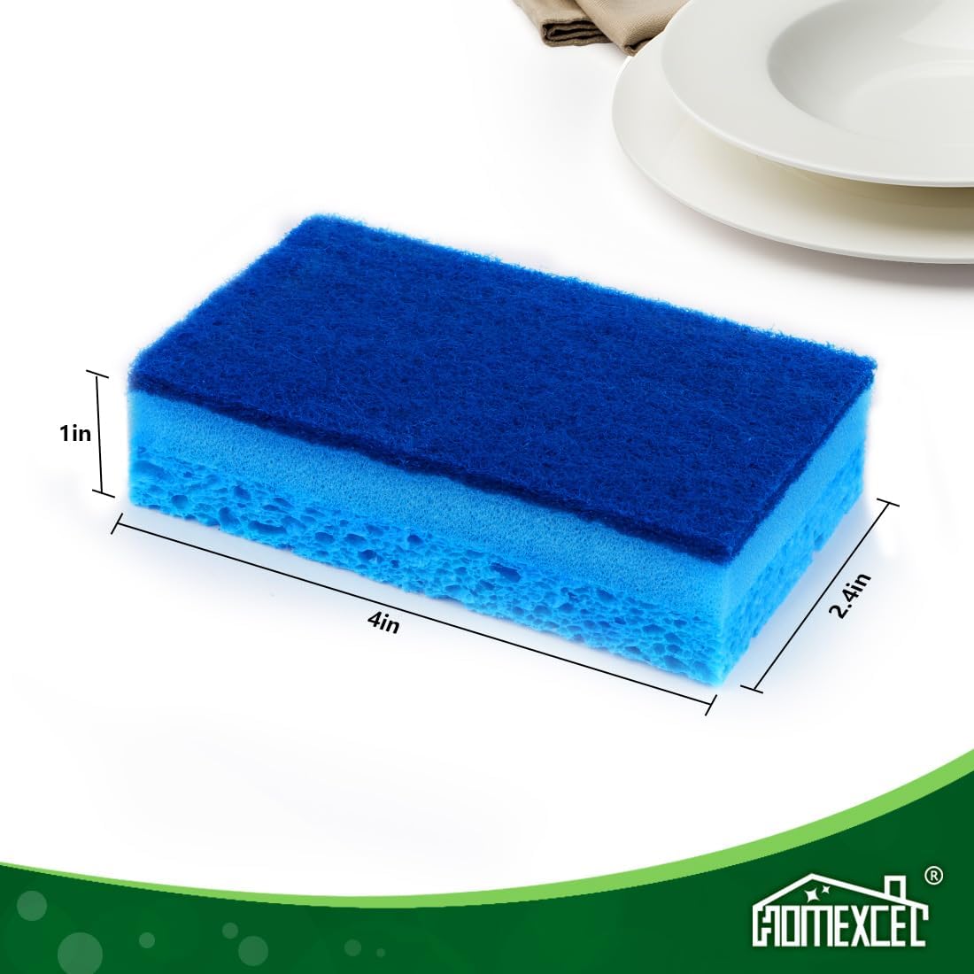 HOMEXCEL Sponges Kitchen 12pcs, Non-Scratch Sponges for Dishes, Scrub Cleaning Sponge Safe on Non-Stick Cookware, Dual Sided Dish Sponge for Kitchen, Household, Bathroom and More