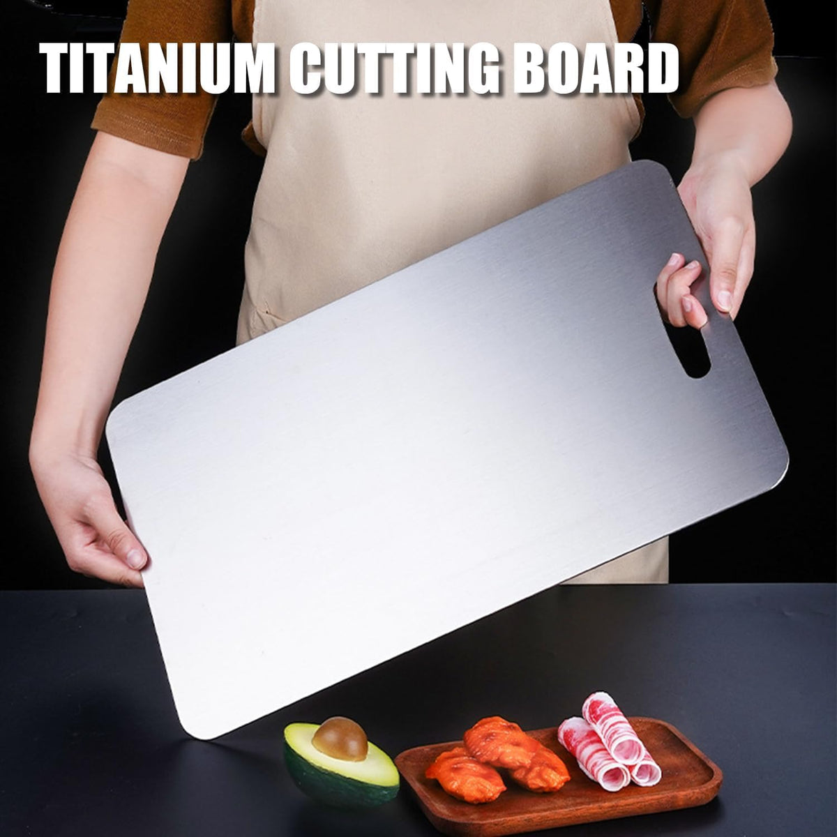 Titanium Cutting Board - 2025 New Upgrade 100% Pure Titanium Cutting Boards for Kitchen Double Sided Non Toxic Titanware Cutting Board,Hygiene Durable Dishwasher Safe Chopping Board (14"L x 10"W)