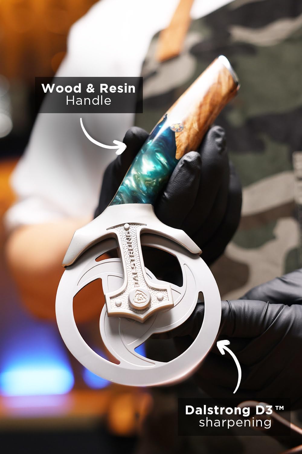 Dalstrong Pizza Wheel Cutter - Valhalla Series - The Orbit Razor - Heavy-Duty 5CR15MOV Stainless Steel - Resin & Wood Handle - Razor Sharp - Thumb Guard Protection & Blade Leather Sheath