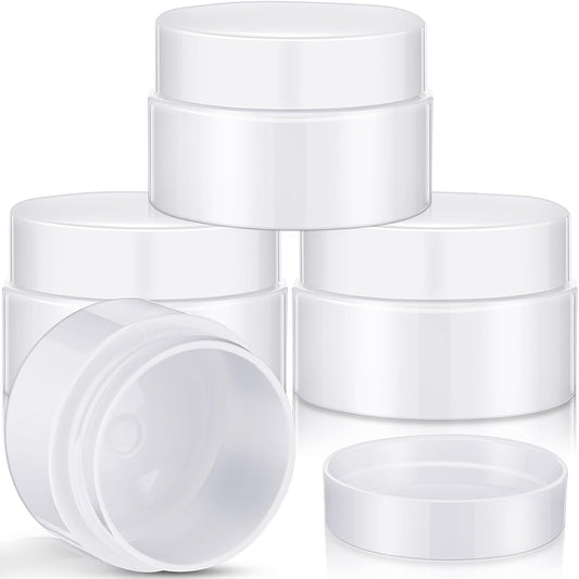 Patelai 4 Pieces Round Wide-mouth Leak Proof Plastic Container Jars with Lids for Travel Storage Makeup Beauty Products Face Creams Oils Salves Ointments DIY Making(1 Ounce,Pure White)