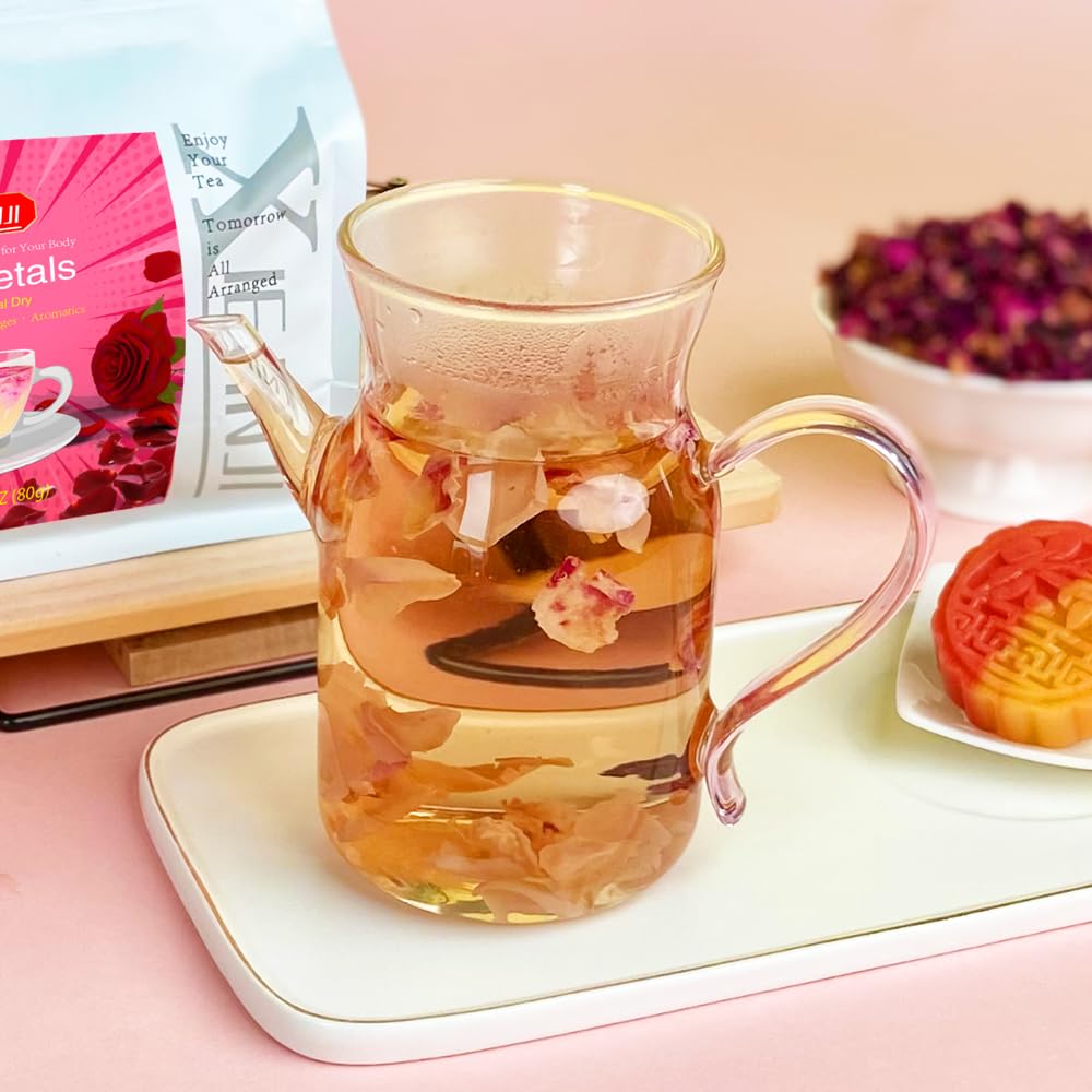 XIEJINJI Dried Rose Petals - 2.8oz/80g, Food-Grade Edible Rose Petals, Dried Flower Petals for Herbal Tea, Decoration, Baking, Crafting