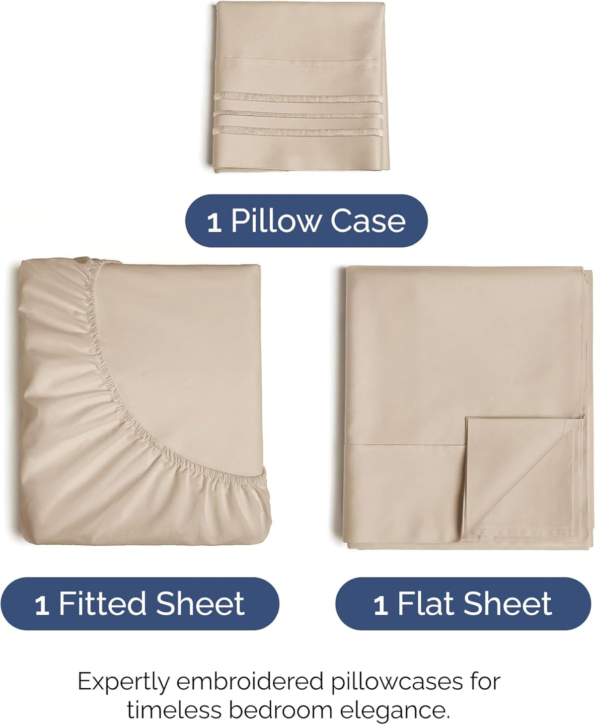 Twin Size 3 Piece Sheet Set - Comfy Breathable & Cooling Bed Sheets Set - Hotel Luxury Bedding for Women, Men, Kids, Teens, Boys & Girls - Deep Pockets, Ultra-Soft and Wrinkle Free - Oeko-Tex - Wheat