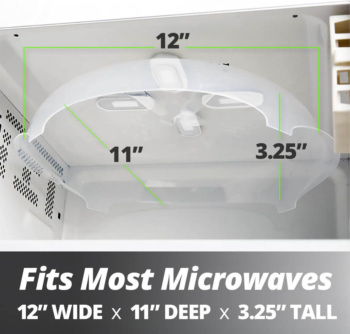 Magnetic Microwave Splatter Cover, Clear Microwave Cover for Food - Vented & Magnetic Microwave Food Cover, 12-inch, BPA-Free - White