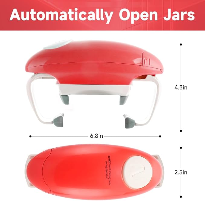 Electric Jar Opener, One Touch Automatic Jar Opener with Less Effort for Seniors with Arthritis, Weak Hands