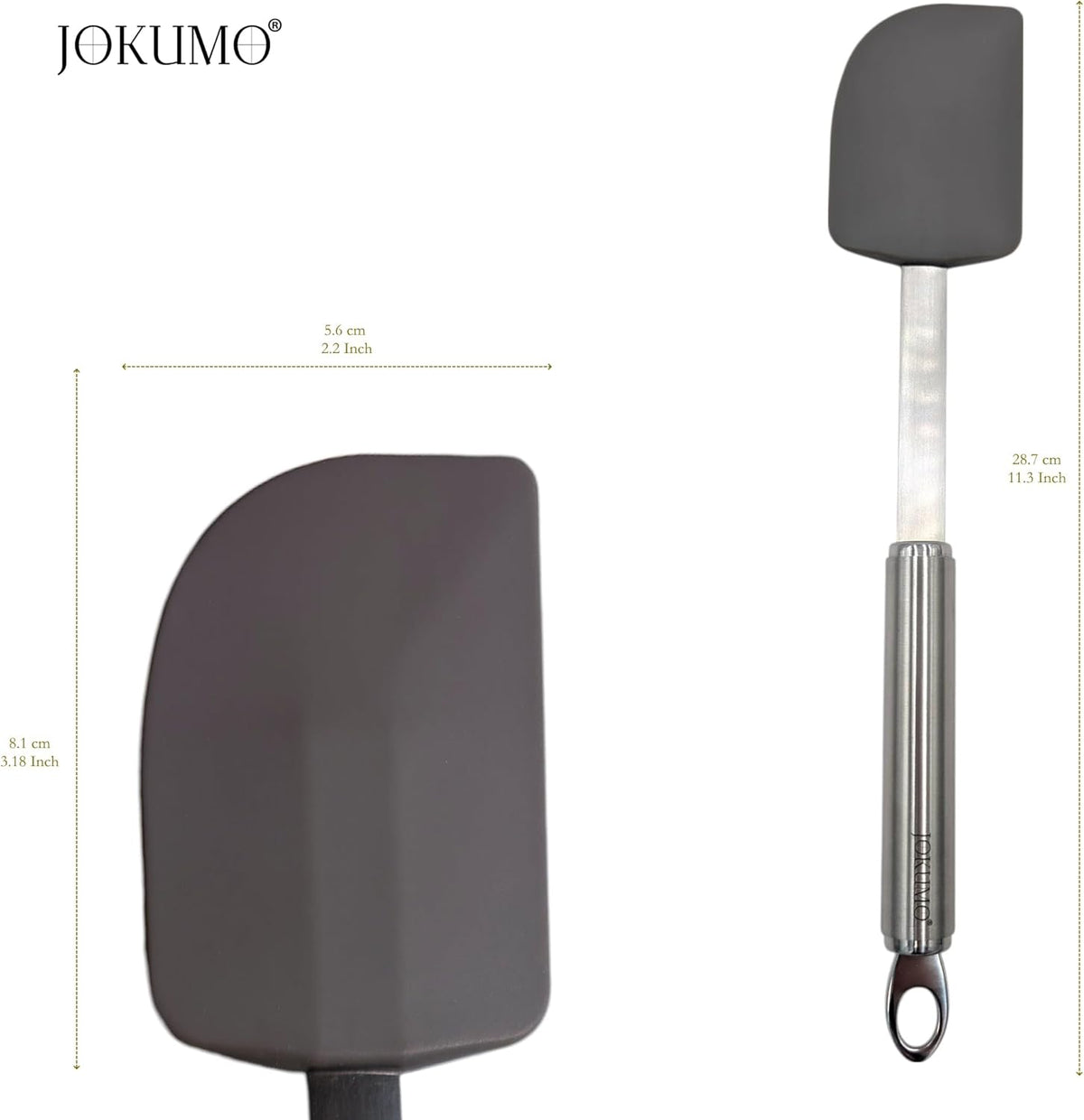 Silicone Spatula with Ergonomic Tube Handle - 18/10 Stainless Steel, Non-Stick, 428°F Heat-Resistant Scraper for Mixing, Baking & Cooking - BPA-Free, Dishwasher Safe