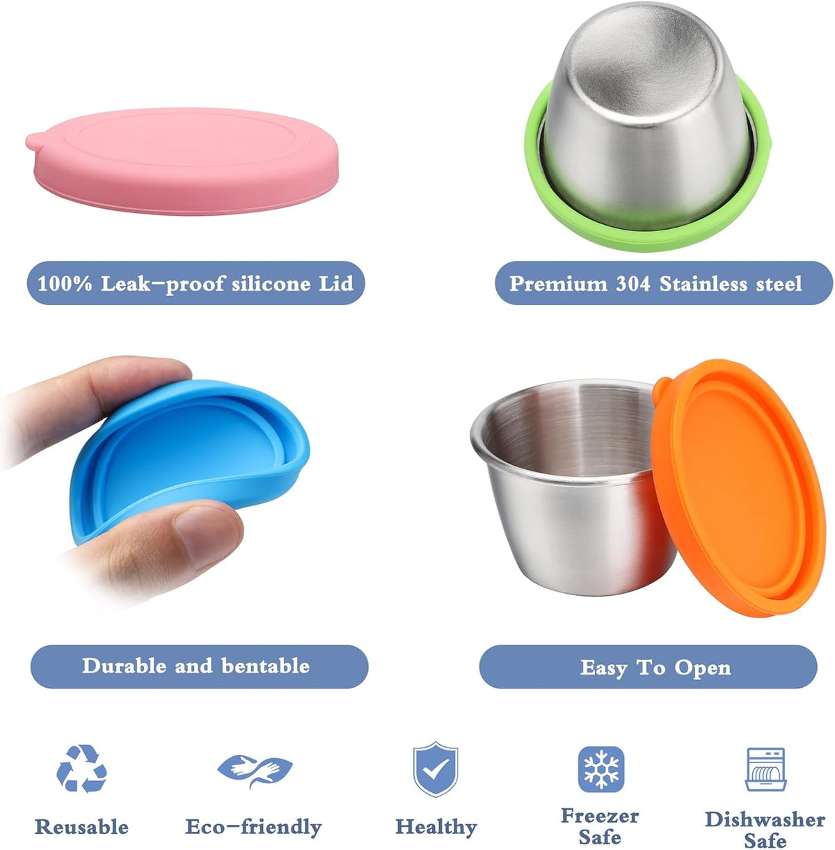 sauce cups reusable portion condiment containers small ramekin dipping sauces round bowls butter warmer small stainless steel bowl ramakan metal ramekins syrup salsa (Style01)