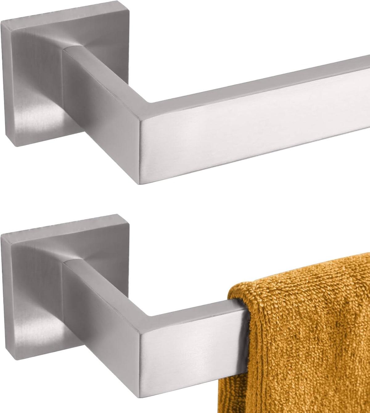 KOKOSIRI 32-Inch Single Towel Bar, Bathroom Kitchen Towel Holder, Wall Mounted T-304 Stainless Steel Towel Rack 2 Pack, Brushed Nickel, B4003BR-L32-P2