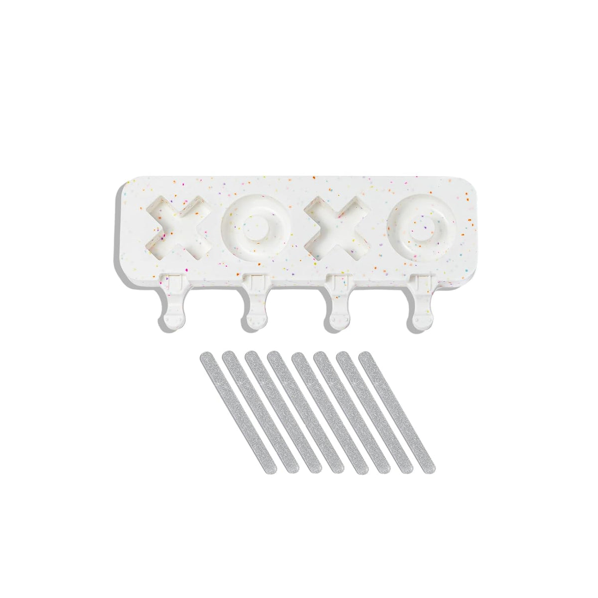 Fancy Sprinkles Serena XO Cakesicle Mold Includes 8 Clear Acrylic Sticks, for Baking & Dessert Decorating, Oven Safe