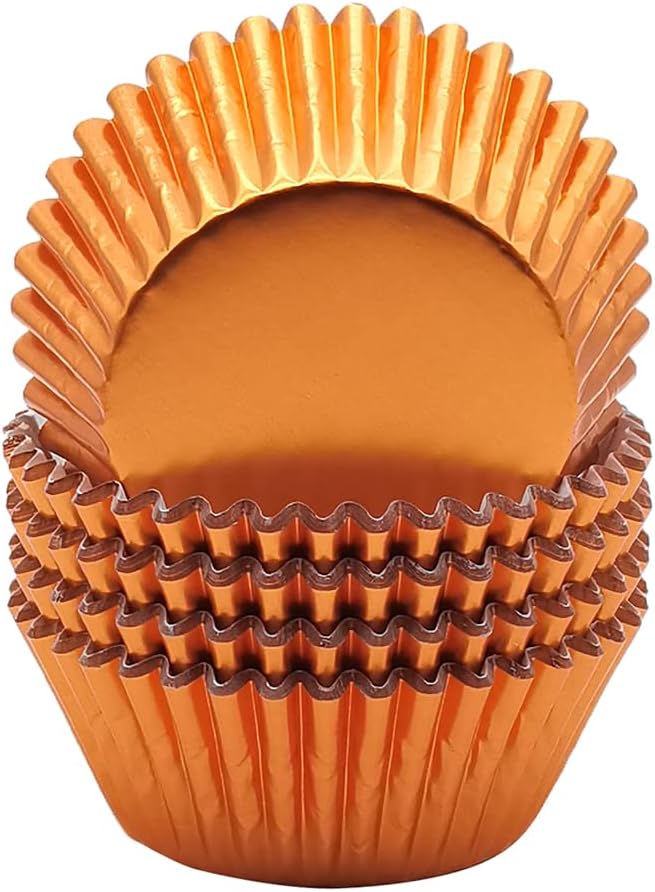 Standard Orange Foil Cupcake Liners Muffin Baking Cups for Party and More, 100-Count
