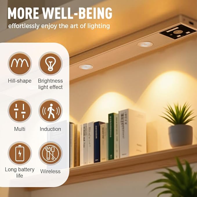 Punch-Free Smart Sensor Magnetic Rechargeable LED Lights, LED Intelligent Human Body Induction Wireless Magnetic Long Night Light,Adjustable 3 Color Light for Hallway, Stairway, Closet (15.7in)