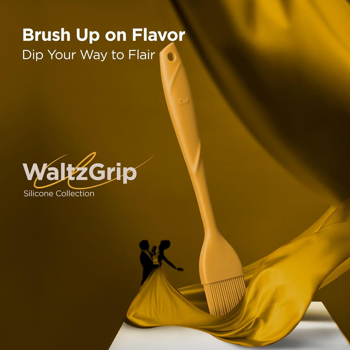 Kitchen Mama WaltzGrip Platinum Silicone Basting Pastry Brush: Set of 2 Heat-Resistant Brushes Utensils for Cooking, Baking, Grilling, Barbecue, and Spreading Oil, Butter, Egg (Yellow)