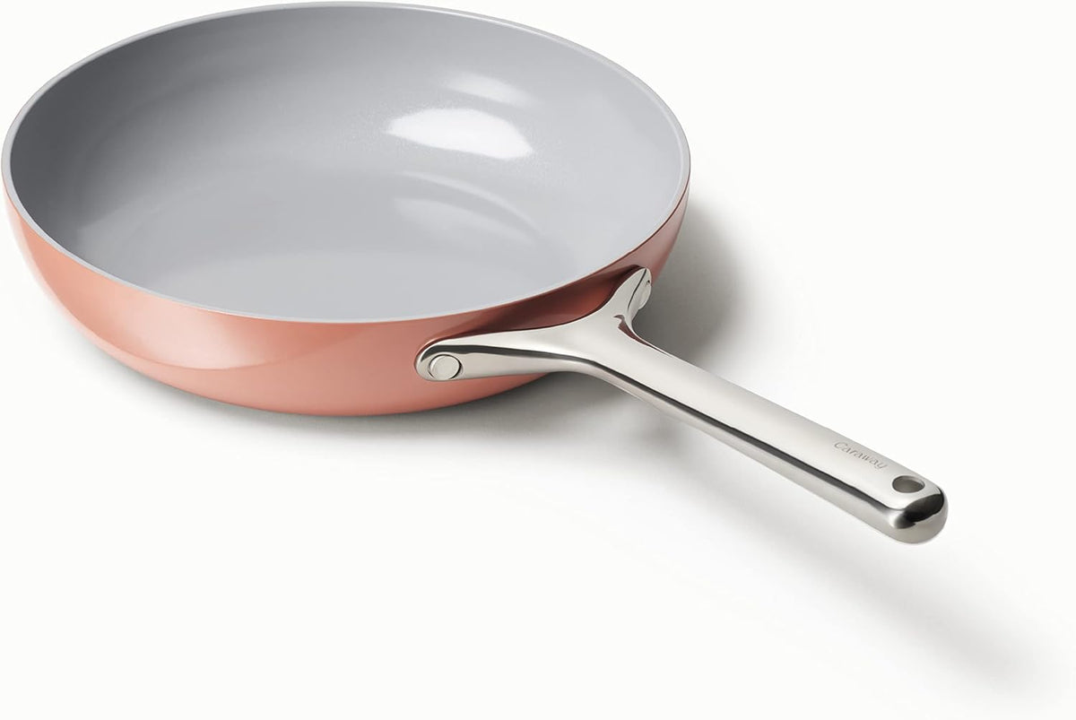 Caraway Nonstick Ceramic Frying Pan (2.7 qt, 10.5") - Non Toxic, PTFE & PFOA Free - Oven Safe & Compatible with All Stovetops (Gas, Electric & Induction) - Perracotta