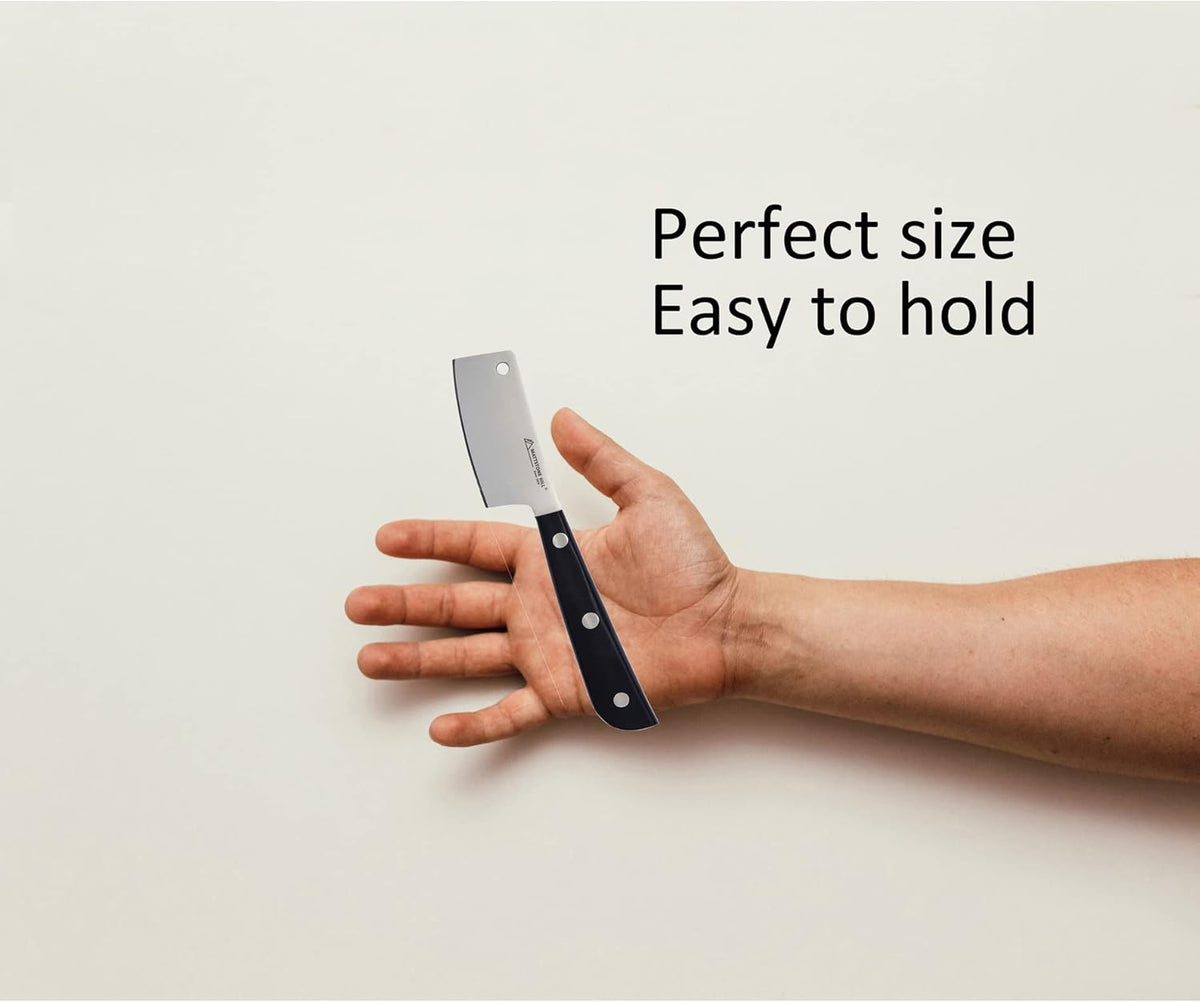 Cheese Knife - MATTSTONE HILL Cheese Cleaver, Hard Cheese Cutter, Premium Stainless Steel, Black Handle