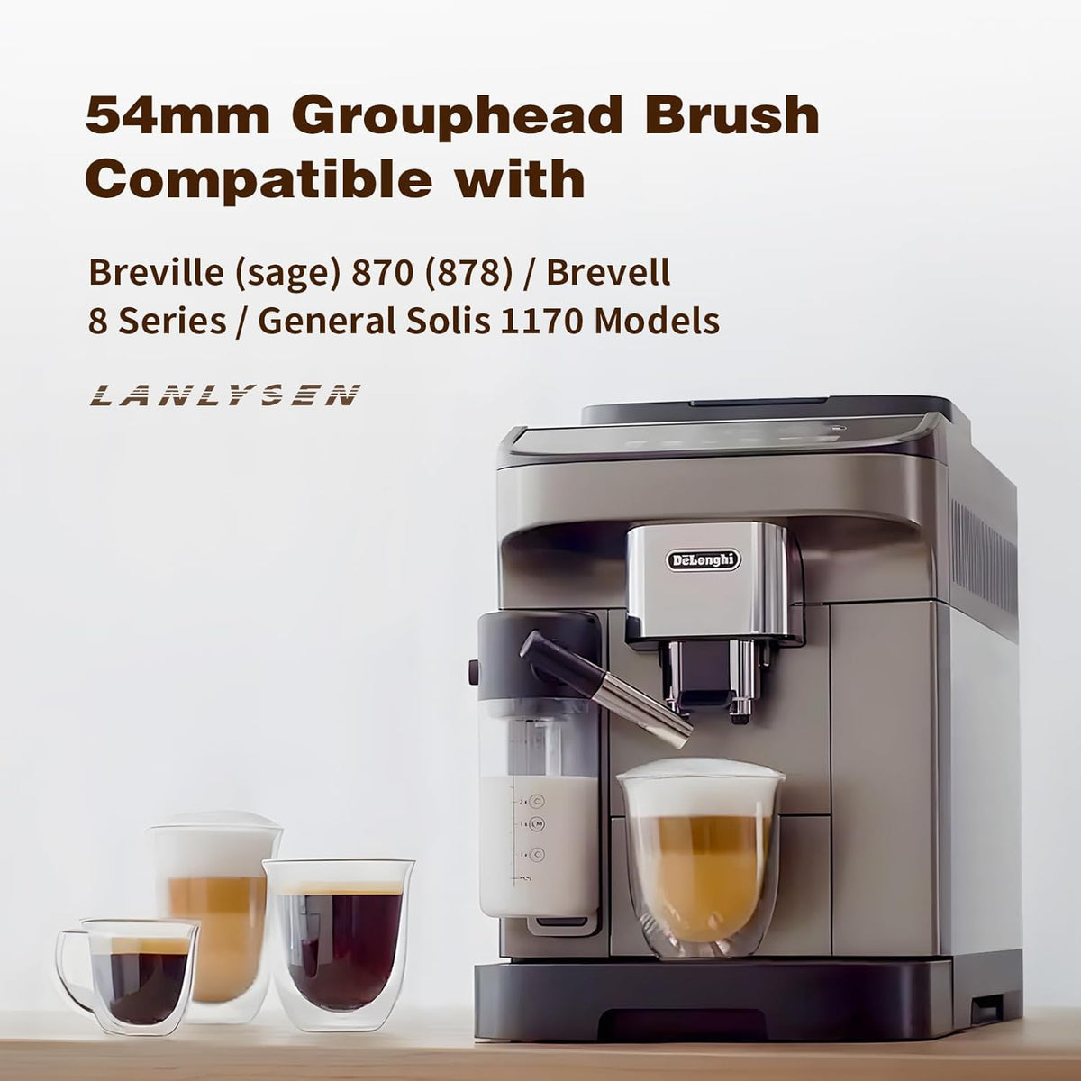 54mm Grouphead Brush Compatible with Breville (sage) 870 (878) / Brevell 8 Series/General Solis 1170 Espresso Coffee Machine Cleaning all Grouphead 54mm Coffee Maker