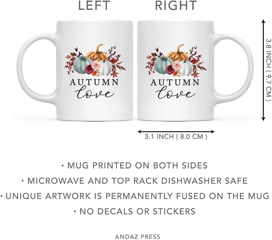 Andaz Press Fall Burgundy Marsala 11oz. Ceramic Coffee Tea Mug, Autumn Love, 1-Pack, Pumpkin Floral Leaves Graphic, Birthday, Friend, Family, Coworker, Autumn Season, Thanksgiving Ideas