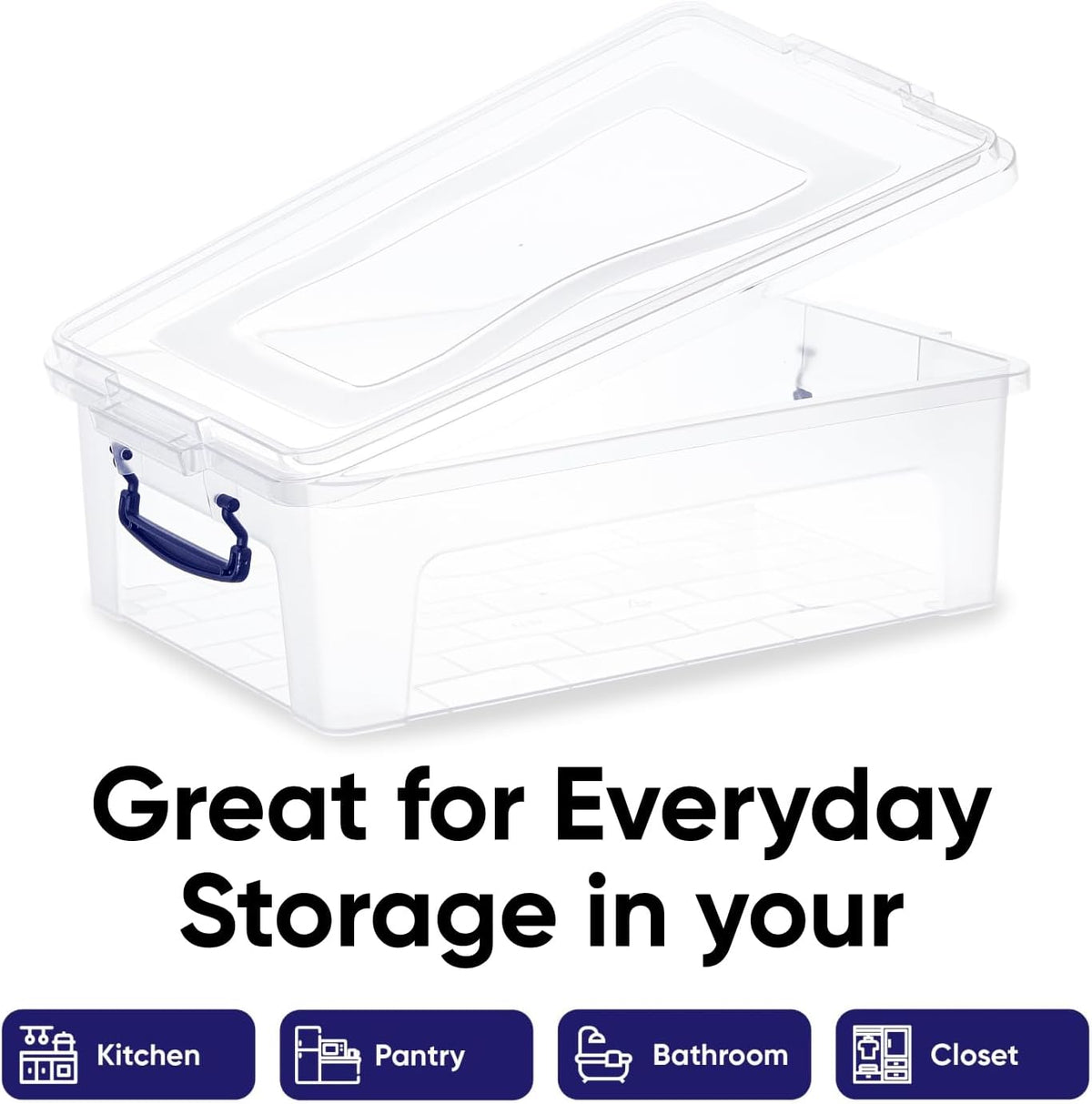 Superio Storage Bins with Lids, Clear Plastic Containers for Organizing, Stackable Totes, BPA Free, Odor Free, Organizer Boxes for Home, and Dorm (2 Pack, 22.7 Qt)