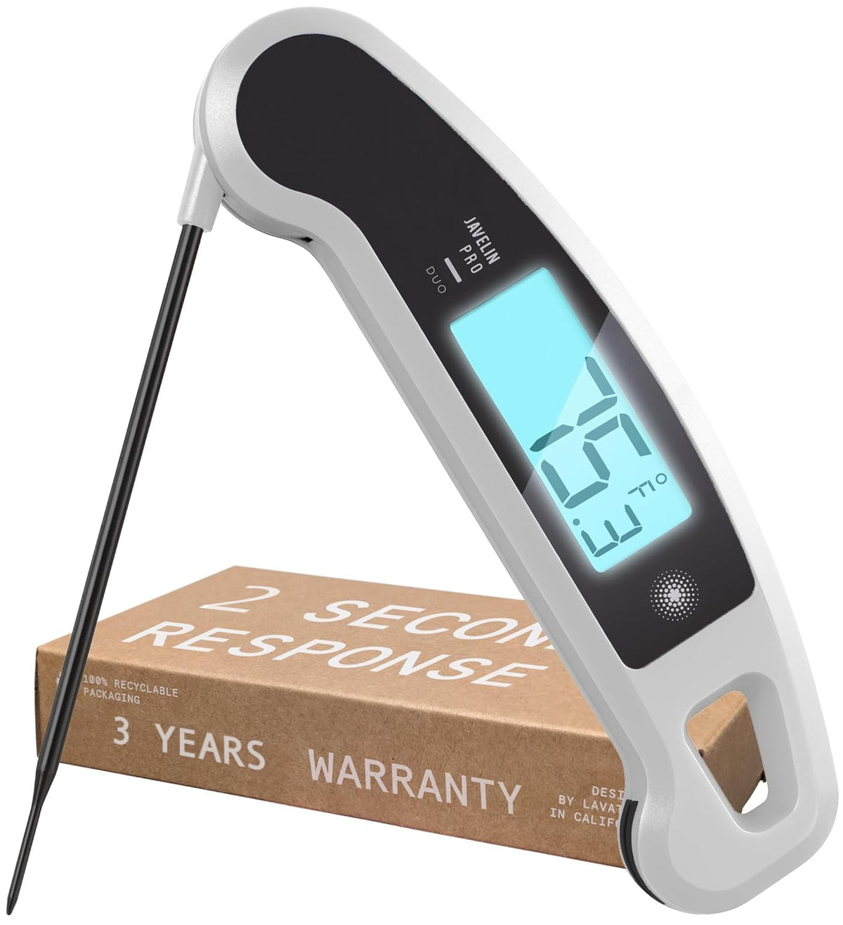 Lavatools Javelin® PRO Duo Ultra-Fast 2-Second Professional Digital Instant Read Meat Thermometer for Grill and Cooking, Auto-Rotating Backlit Display, IP65 Water Resistant – Panda
