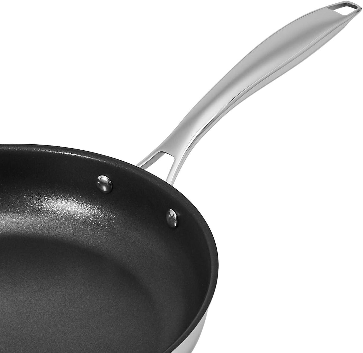 Amazon Basics 2-Piece Non-Stick Stainless Steel Fry Pan Set, Oven and Induction Safe, 10-Inch and 8-Inch