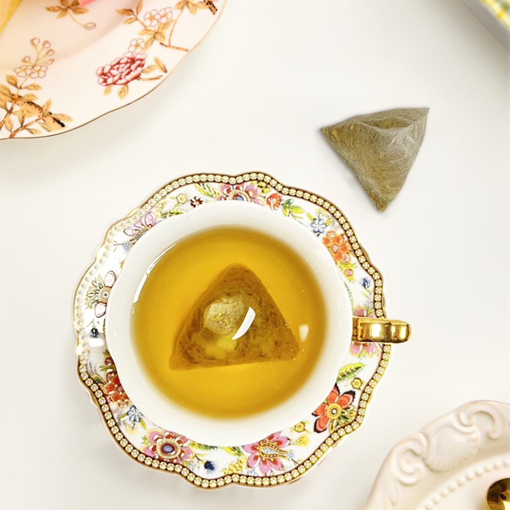 XIEJINJI Lemon Chamomile Tea - 40 Tea Bags, Caffeine-Free Herbal Tea, Zesty Citrus & Soothing Floral Notes, Eco-Conscious Packaging, Hot or Iced