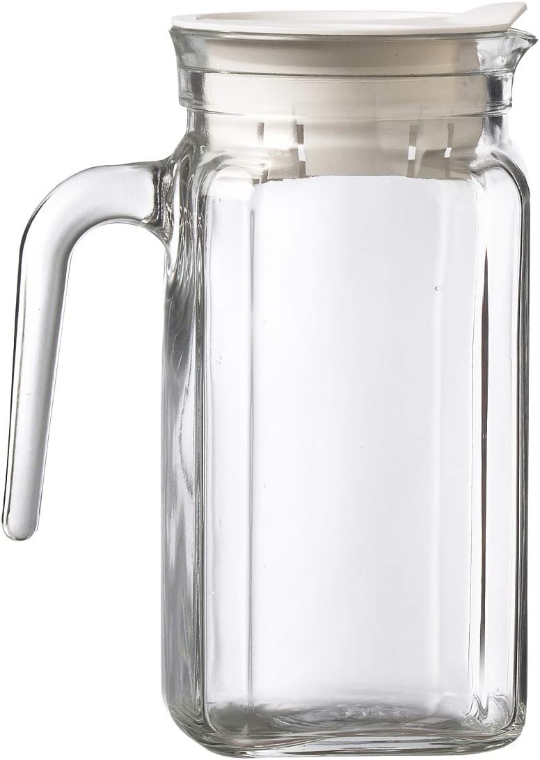 Amici Home Italian Igloo Quadra Glass Pitcher with Lid and Spout | 17 Ounce | Clear Glass Water Pitcher for Refrigerator | Carafe for Iced Tea, Juice, Milk, Cold Brew and Mimosa Bar