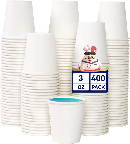 JOLLY CHEF 400 Count 3 oz Paper Cups, Disposable Mini Bathroom Mouthwash Cups for Home, Office, School, Store