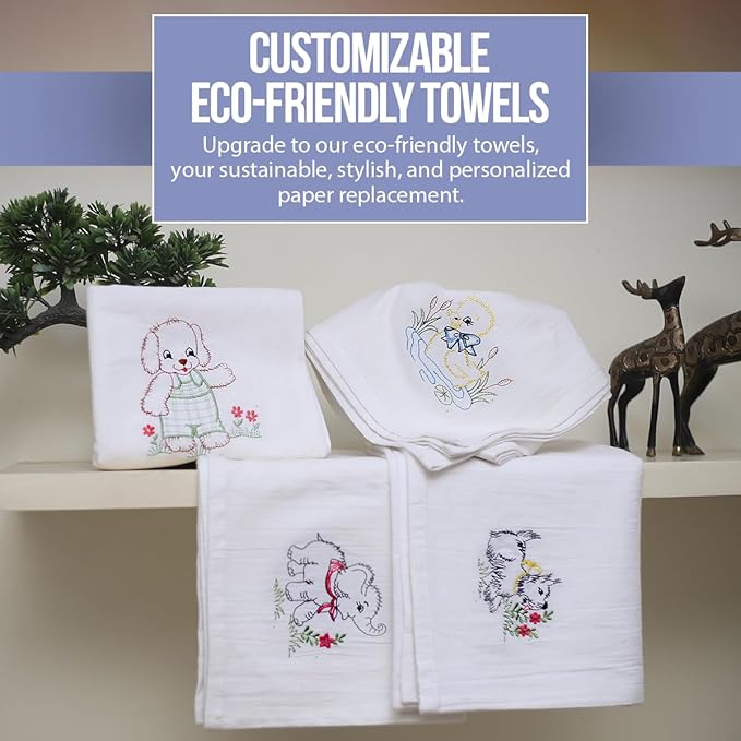 WHITEWRAP Flour Sack Towels| Tea Towel for Crafts| Kitchen Dish Cotton Blank Towel for Embroidery|Baking Bread Proofing Linen Cover| Thick Absorbent Quick Dry| 2 Pack 33"X38" White