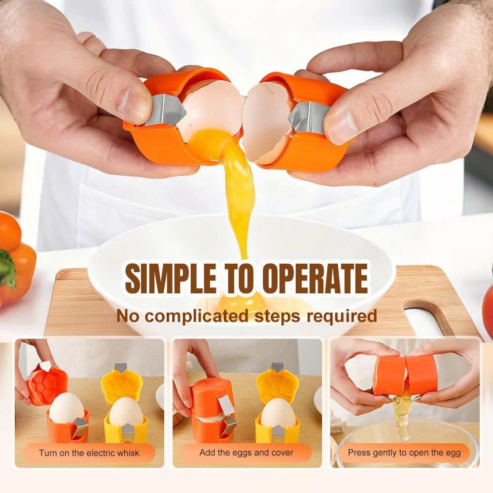 2026 New Egg opener, Egg Shell Separator for Raw Eggs Gadgets Cracker Tool, Upgrade Stainless Steel Egg Cutter Egg Cracker Tool Multifunctional Egg Cutter Multipack (1, Yellow)