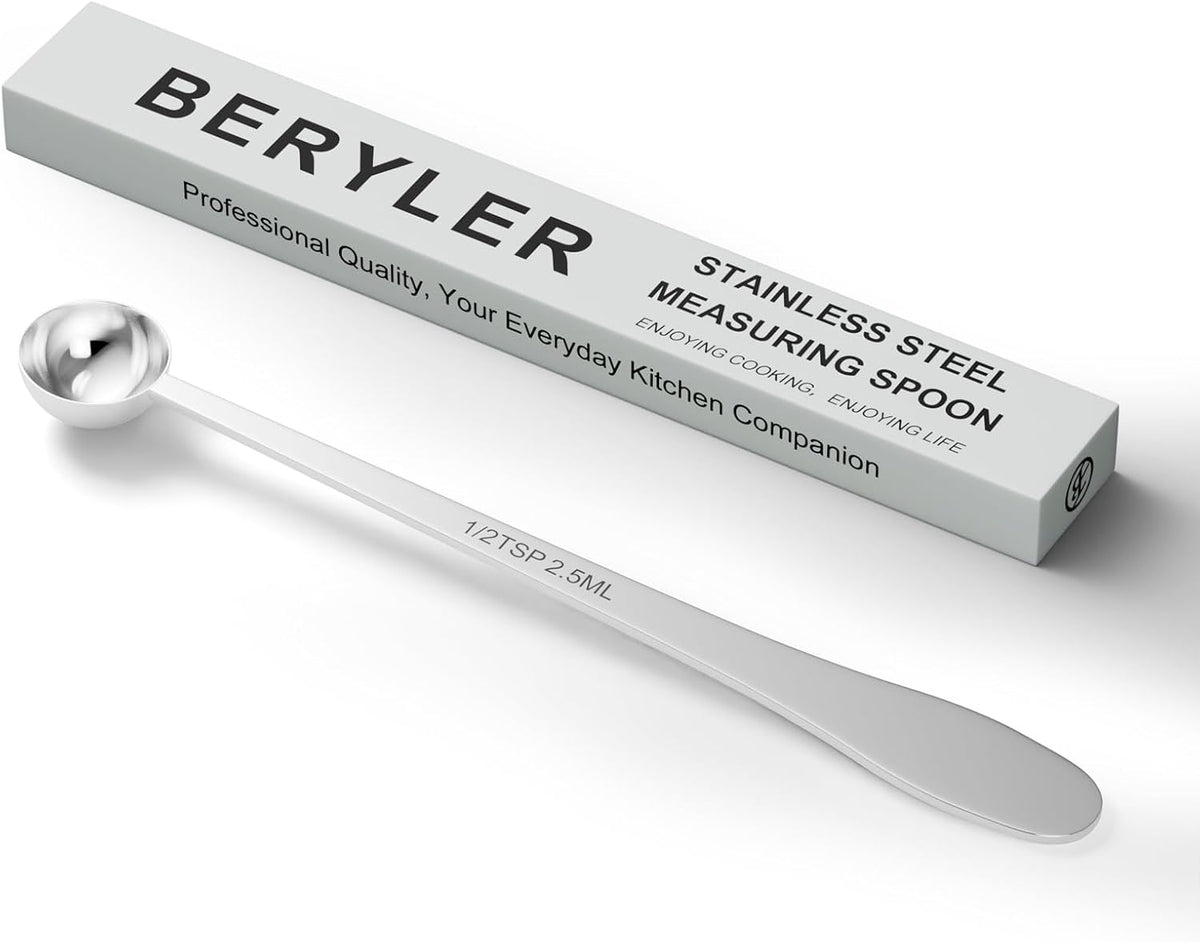 1PCS 1/2 Teaspoon(1/2tsp, 1/6tbsp, 2.5 ml) Single Measuring Spoon, Extra-long Handle Individual Measure Scoop, Stainless Steel Spoons Only