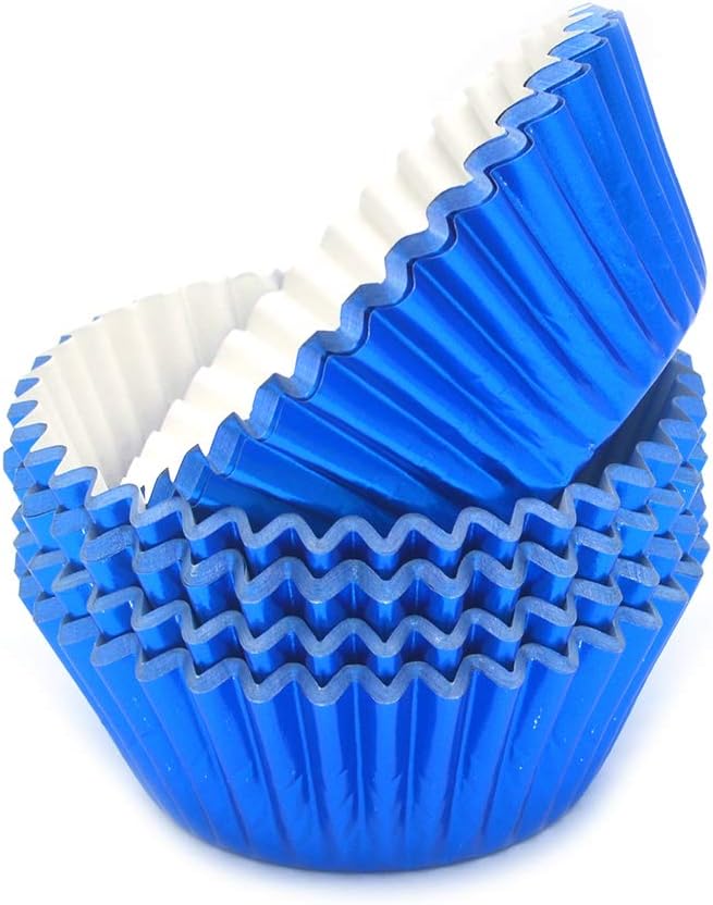 Standard Blue Foil Cupcake Liners Muffin Baking Cups for Party and More, 100-Count