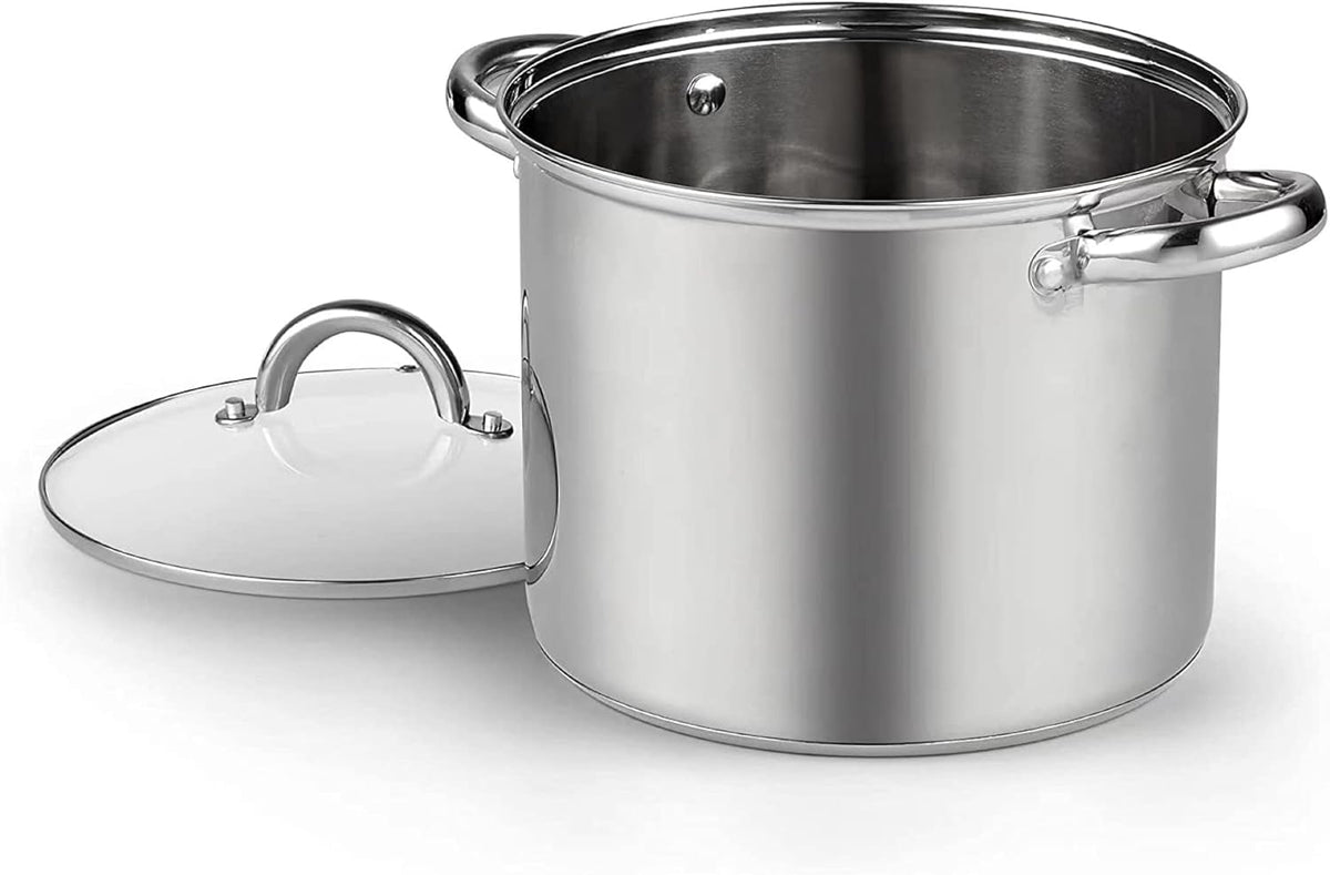 Cook N Home Stockpot with Lid, Basics Stainless Steel Soup Pot, 12-Quart