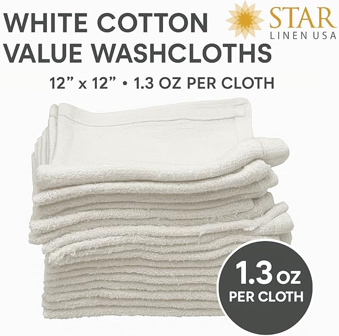 12 Inch x 12 Inch White Cotton Value Rags - Reusable Lt Weight Thin Cloth Rags - Wood Stain/Painting/Crafts/Garage - Set of 480