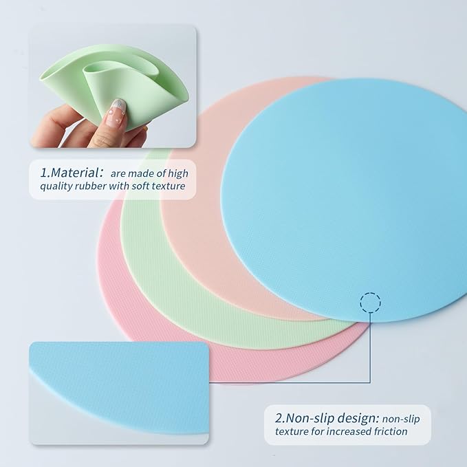 4PCS Rubber Jar Opener, Multifunctional Jar Gripper Pads, Heat Insulation Pad Kitchen Coasters for Elderly Senior Suffering from Weak Hands Arthritis，4 Colors