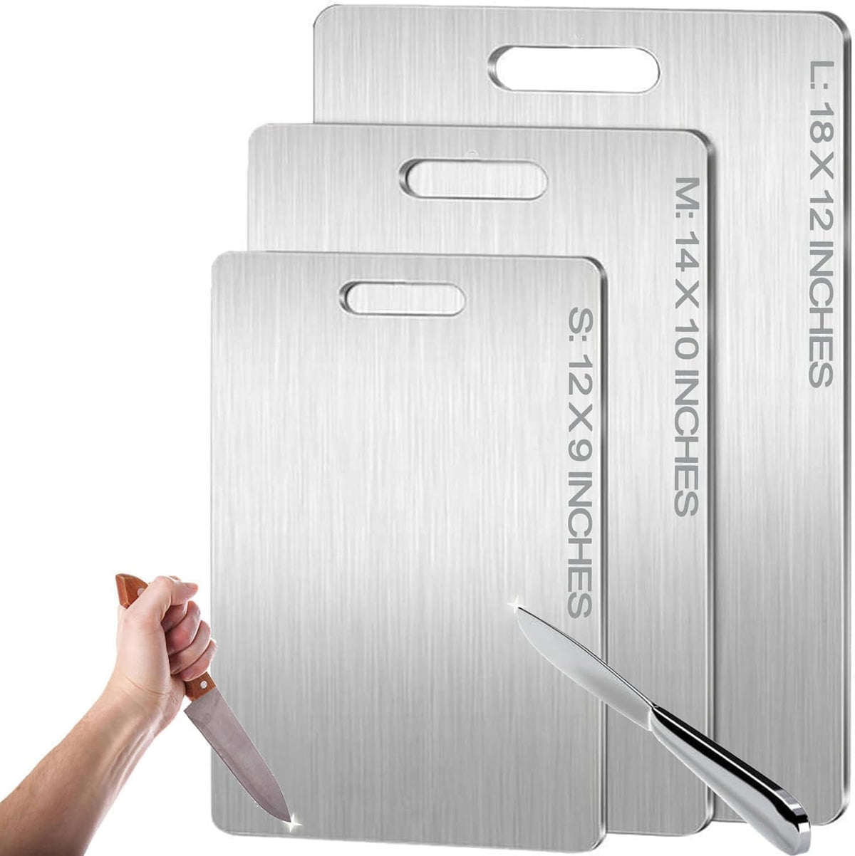 Titanium Cutting Board - 2025 New Upgrade 100% Pure Titanium Cutting Boards for Kitchen Double Sided Non Toxic Titanware Cutting Board,Hygiene Durable Dishwasher Safe Chopping Board (14"L x 10"W)